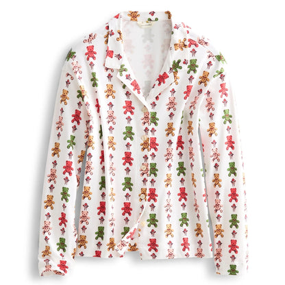 Long-Sleeved Button-Down Pajama Top