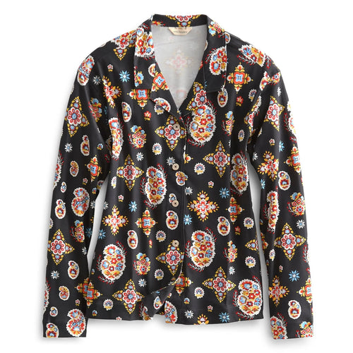 Long-Sleeved Button-Down Pajama Top